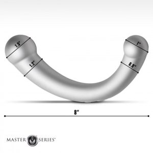 Alternative view of 10X Vibra-Crescent Vibrating Silicone Dual-Ended Dildo - Silver